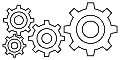 Gears or settings icon, stock vector. Two-tone version on Transparent background. EPS 10.