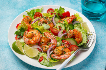 shrimps and vegetable salad