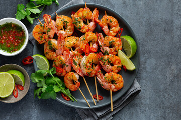 spicy grilled shrimps skewers