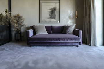 Serene Sanctuary A Plush Velvet Chaise Lounge Invites Quiet Contemplation In A Minimalist Modern Living Space With Soft, Neutral Tones