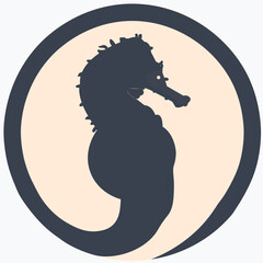 Seahorse icon for chess game. Marine vector logo.
