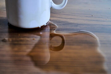 cup of coffee on wooden table