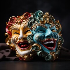 Naklejka premium Venetian Theatrical Mask Representing Comedy and Tragedy