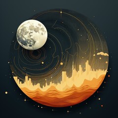 Modern Earth Illustration with Delicate Line Texture