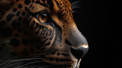 Naklejka premium A close shot of a leopard on the dark background