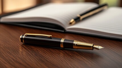 An expensive elegant pen with a notebook