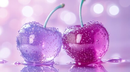 Pink and purple cherries