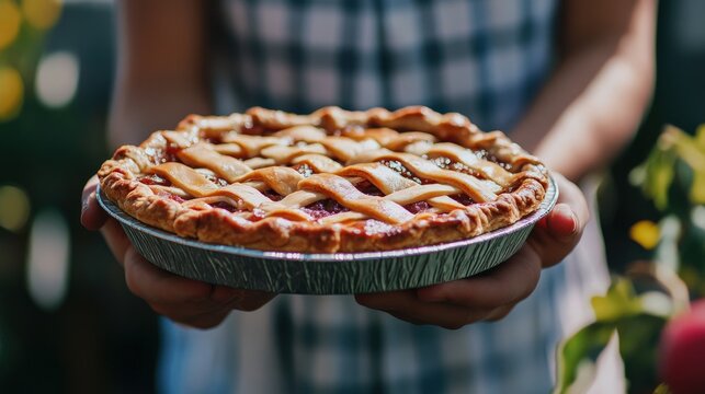 A neighbor bringing a homemade pie to welcome new residents to the community