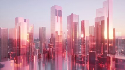 Obraz premium Futuristic city skyline at dawn (1)