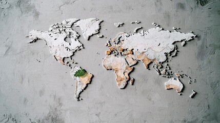 Global Map  Textured Grey Wall  World Geography  Travel  Exploration