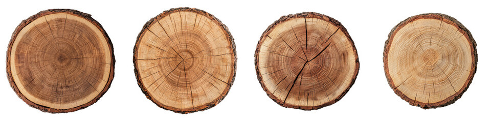 Fototapeta premium Detailed Wooden Logs with Visible Growth Rings and Textured Bark Showcasing the Natural Beauty and Patterns of Timber Cross Sections