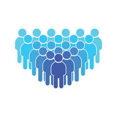 people crowd icon vector blue