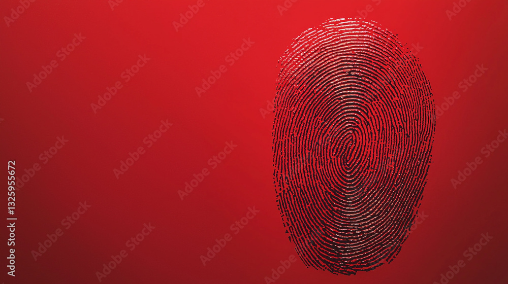 Poster abstract red fingerprint background identity security graphic art scan dark bold mark image crime