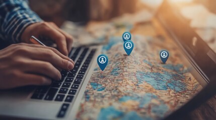 Planning a Global Trip on Laptop