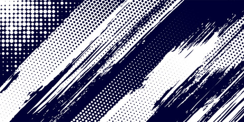 Dots halftone white \u0026 blue color pattern gradient grunge texture background. Dots pop art comics sport style  modern