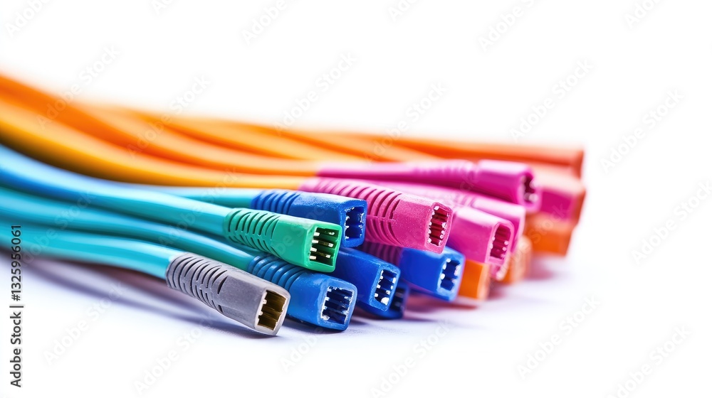 Poster a detailed shot of multiple colorful insulated cables and wires cut into short lengths, isolated on 