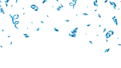 blue confetti and ribbon background vector