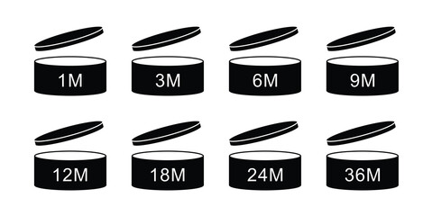 PAO period after open icon sign set black