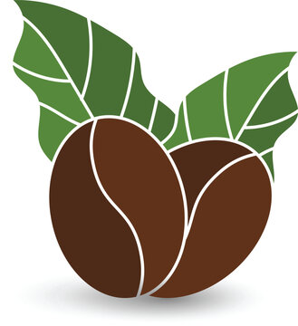recommend clip art: organic coffee beans leaf vector