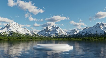 Obraz premium Circular platform above the lake