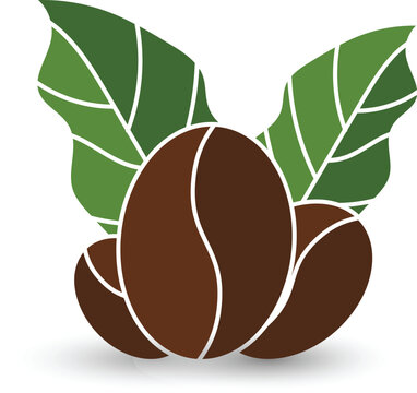 recommend clip art: organic coffee beans leaf vector