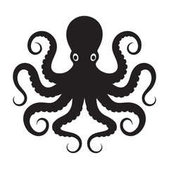 octopus silhouette vector icon isolated on white background