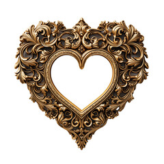 golden heart frame isolated
