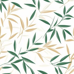 This elegant pattern features bamboo leaves and stalks in soft green and gold, reflecting tradition