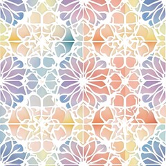 Fototapeta premium This seamless pattern features intricate geometric designs in soft pastel colors, ideal for packaging