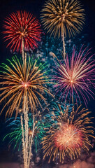 Colorful fireworks lighting up the sky in high resolution.