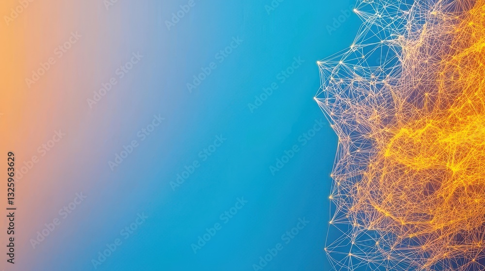 Poster A vibrant blend of orange and blue colors with abstract lines, creating a dynamic and energetic visual effect.
