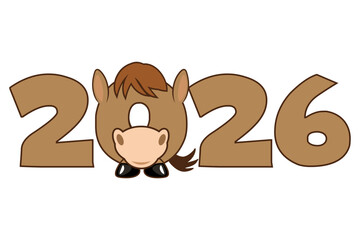 Chinese New Year 2026 in cartoon style with Stylized horse. Horse Character. Animal themed. 2026 New Year