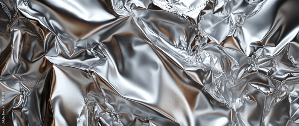 Poster shimmering crumpled metal surface reflecting light in an abstract pattern showcasing texture and dep