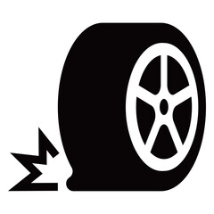 パンクしたタイヤのアイコン © あんころもち(ankomando)
