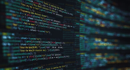 Abstract Modern tech of Programming code screen developer. C Programming Language of Computer script and Technology background of software.