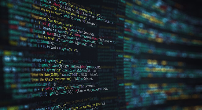 Abstract Modern tech of Programming code screen developer. C Programming Language of Computer script and Technology background of software.