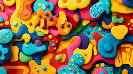 Fun & colorful abstract shapes, flat lay. Cheerful backgrounds for children's designs