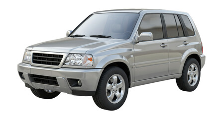 Isolated Silver SUV Car Front View