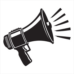 screaming megaphone announcement Silhouette on isolated white background