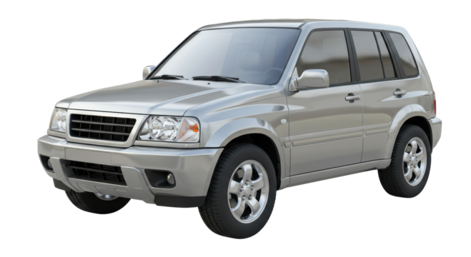 Isolated Silver SUV Car Front View