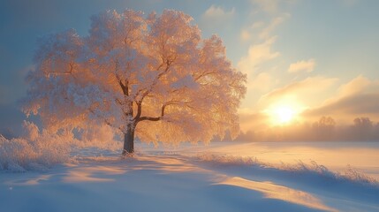 Obraz premium Glittering Frost Beneath the Morning Sun