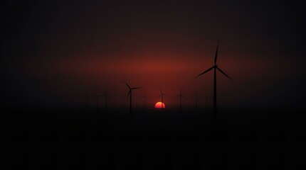 Offshore Wind Farm at Sunset &ndash; Renewable Energy & Sustainable Power Generation