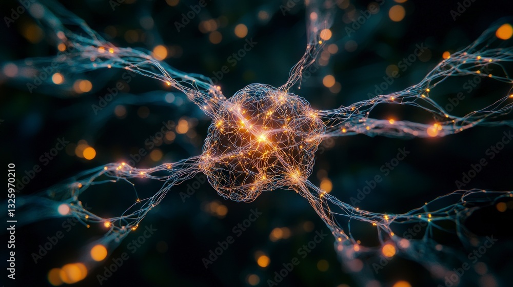 Aufkleber neural network ai brain technology abstract digital art high resolution
