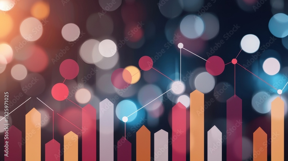 Poster A vibrant graphic featuring bar charts and a colorful bokeh background, symbolizing data analysis and visualization.