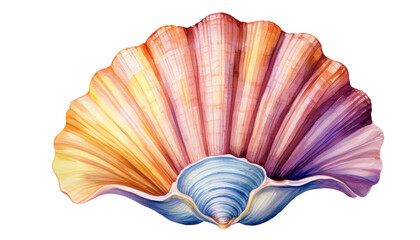 water color hand drawn sea shell isolated on transparent background