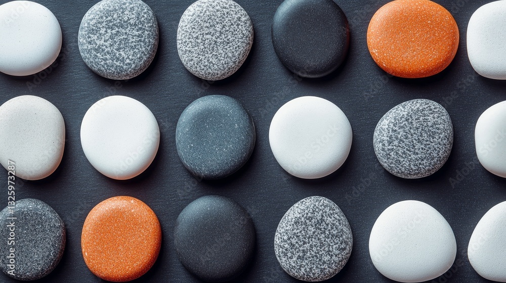 Poster a calming and minimalist background texture is achieved with smooth white pebbles arranged in a natu