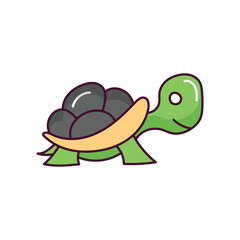 Turtle doodle color line icon with white background vector stock illustration