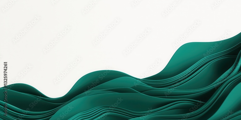 Aufkleber a flowing wave of green fabric creates a smooth, elegant texture against a soft white background.