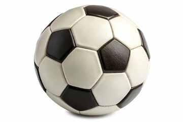Fototapeta premium Classic Soccer Ball Isolated on White Background with Distinctive Black and White Pattern for Sports and Recreation Concepts