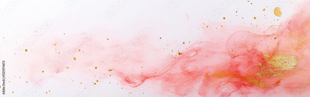 Aufkleber delicate pink and gold watercolor texture with soft flowing lines on a white background suitable for